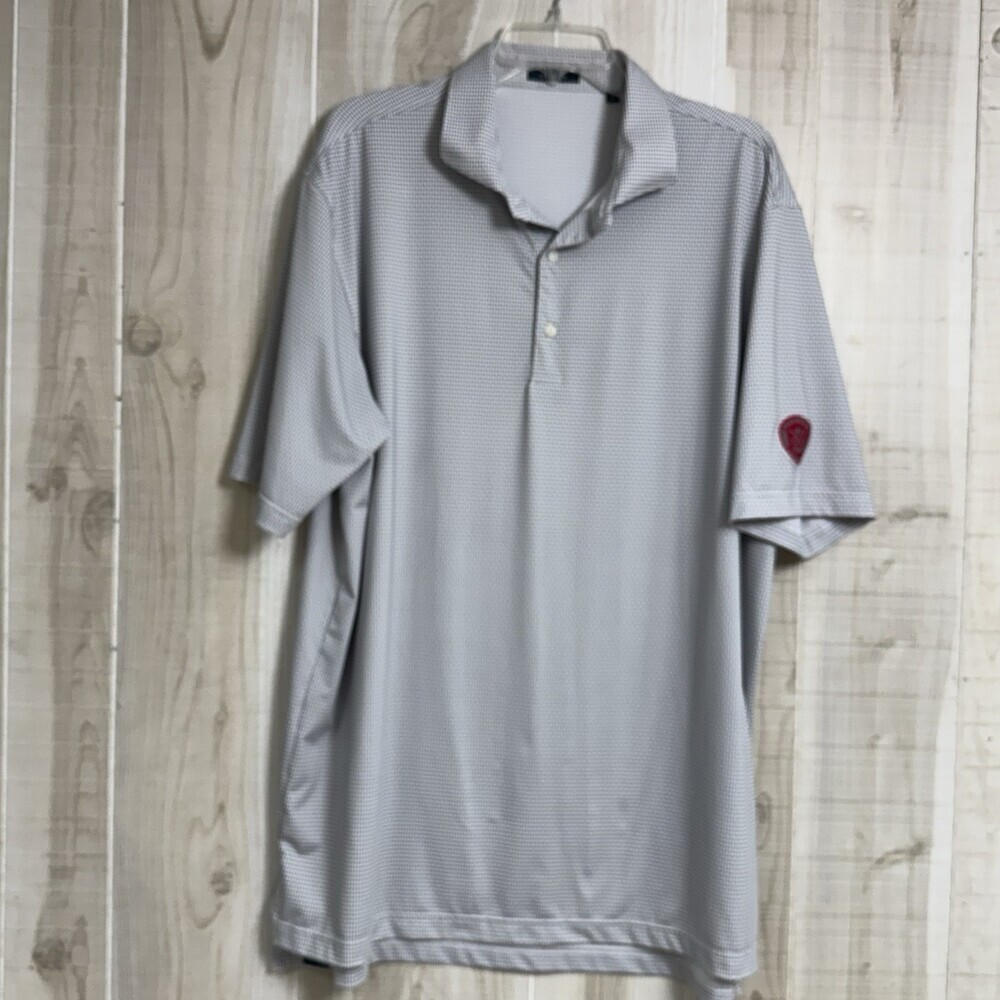 Turtleson Golf Shirt Mens White Multi  Geometric  Performance Country Club XL